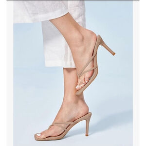 Coutgo Womens Heeled Sandals Strappy Square Toe Flip Flops size 8.5M